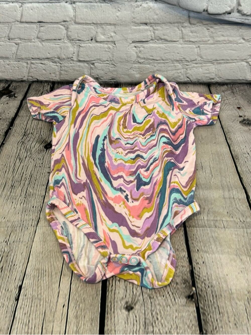 Little Sleepies Play Pink Marble Bamboo Bodysuit